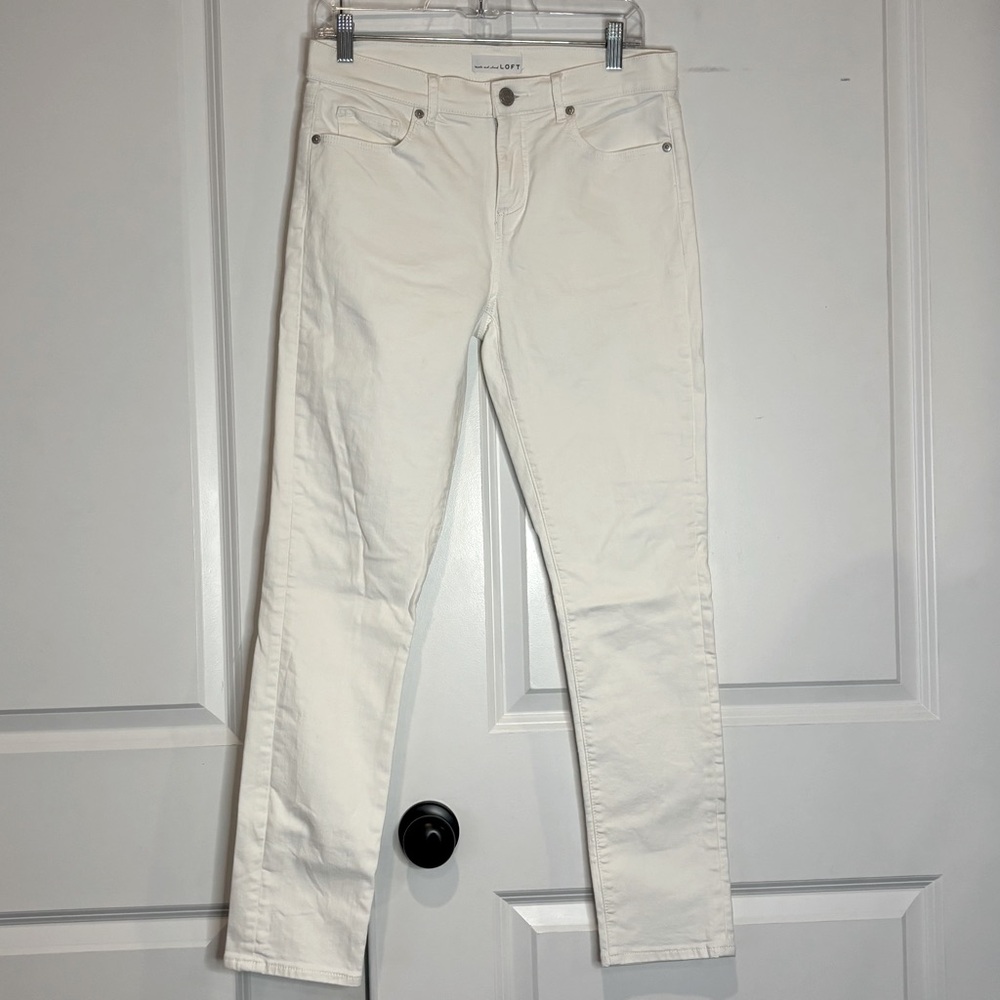 LOFT White High Waist Skinny Crop Jeans 27/4